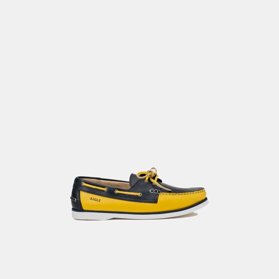 Aigle Leather Boat Shoes Men Yellow ZA-52631